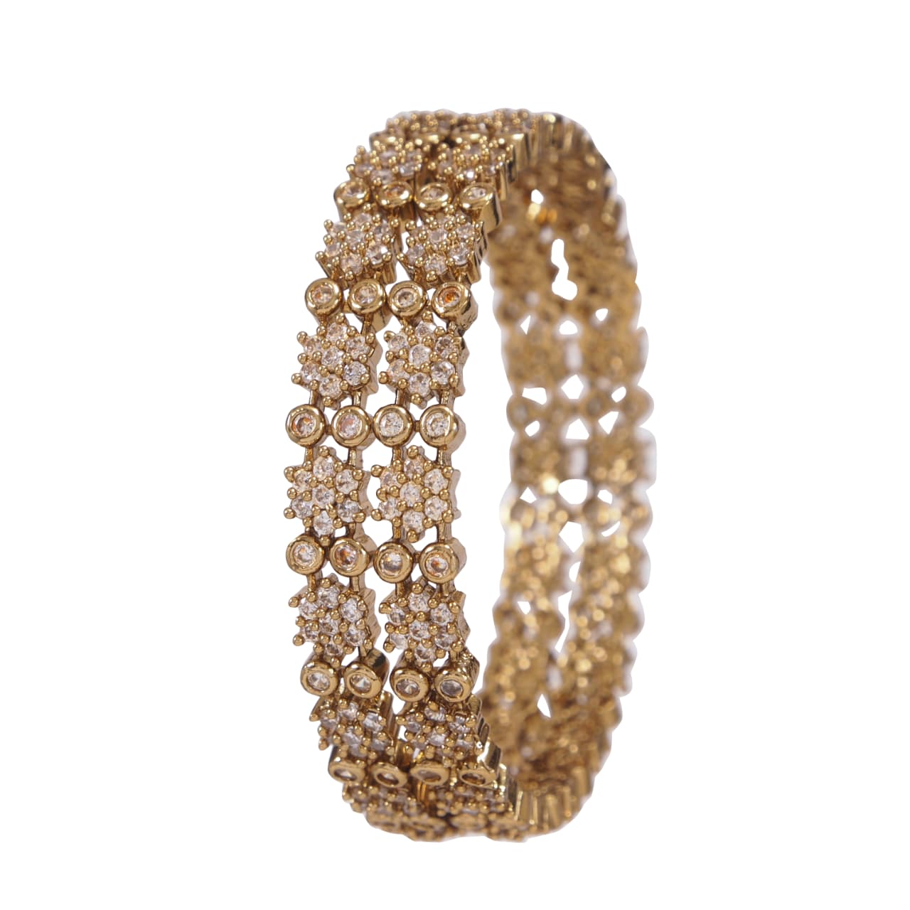 Orna Elegant Victorian-Plated Stone Studded Designer Bangles for Women & Girls