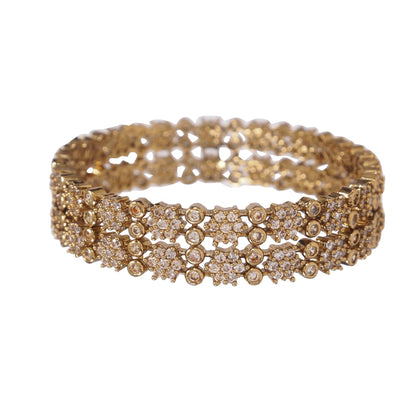 Orna Elegant Victorian-Plated Stone Studded Designer Bangles for Women & Girls