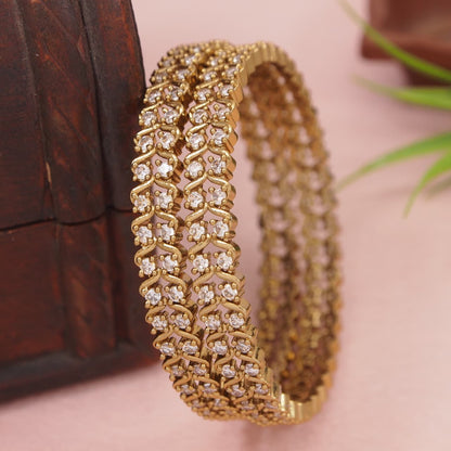 Orna Brass Gold-Plated American Diamond Designer Bangles