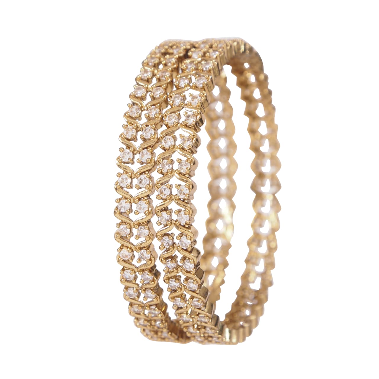 Orna Brass Gold-Plated American Diamond Designer Bangles