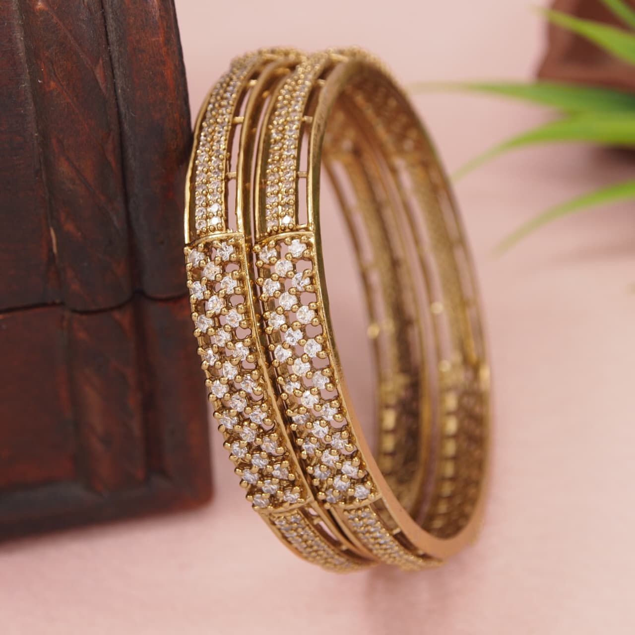 Orna Victorian Finish Stone Embedded Designer Kada Bangles