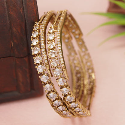 Orna Victorian-Plated Sparkling Stone Studded Designer Bangles