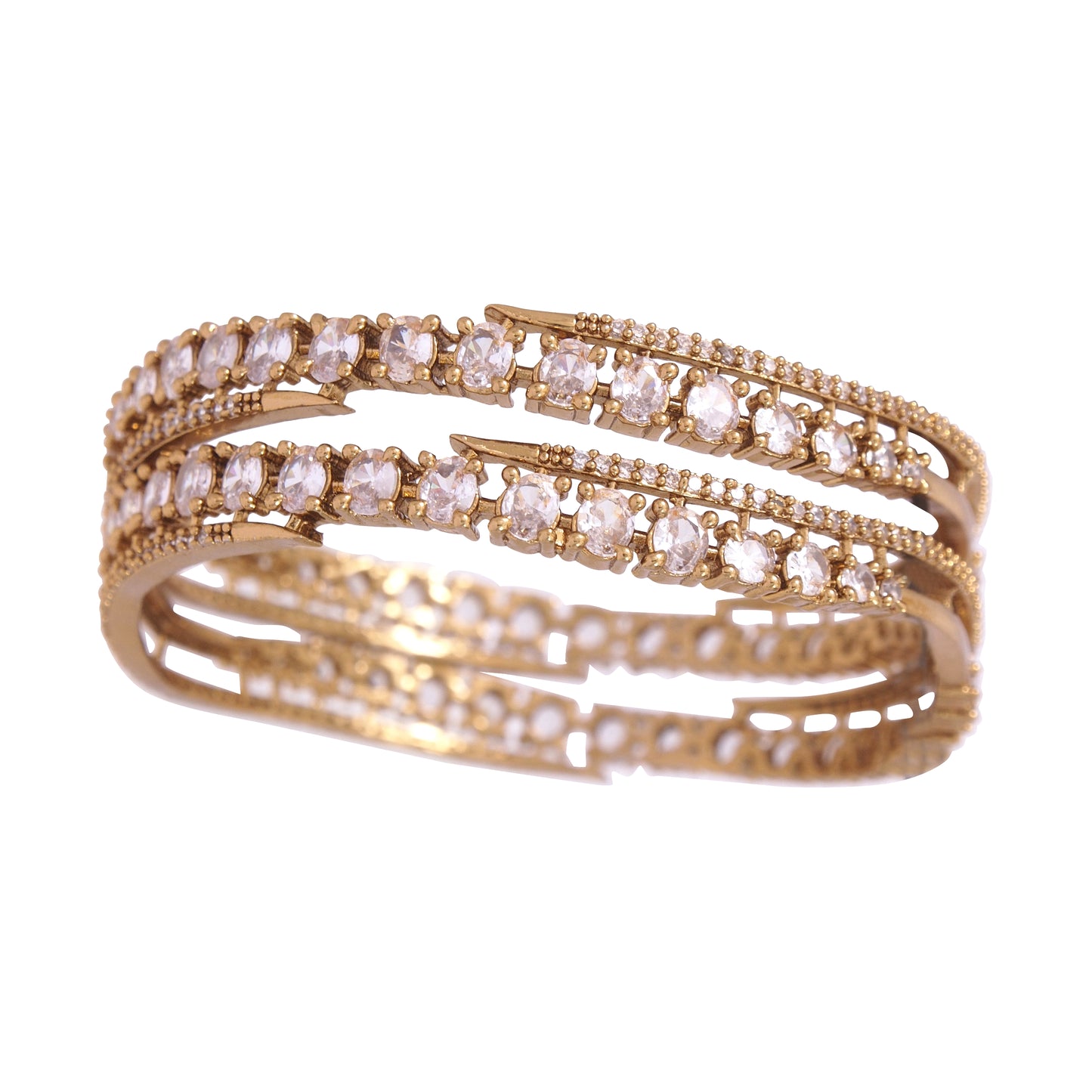 Orna Victorian-Plated Sparkling Stone Studded Designer Bangles