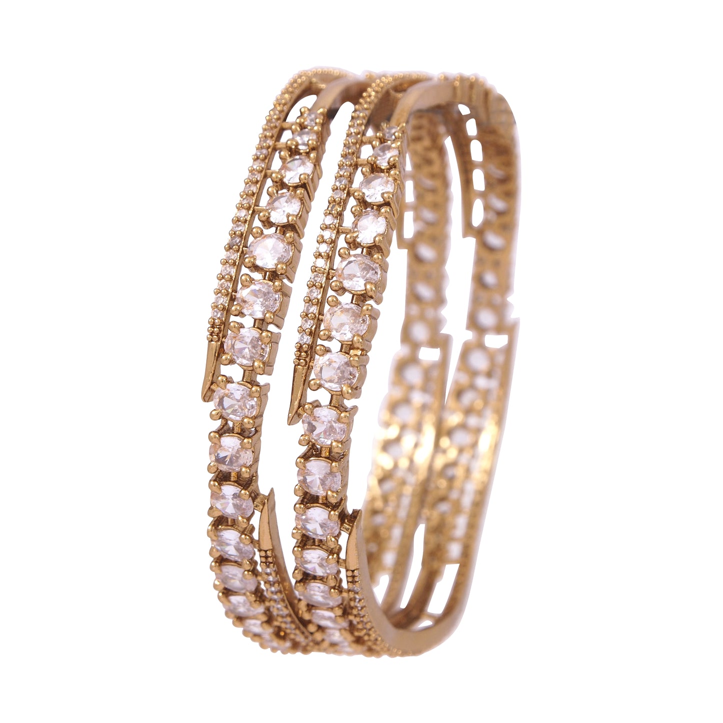 Orna Victorian-Plated Sparkling Stone Studded Designer Bangles