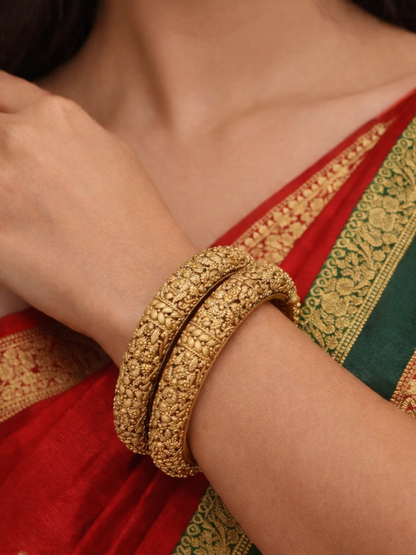 Antique Rajwadi Gold Plated Brass Screw Lock Bangles