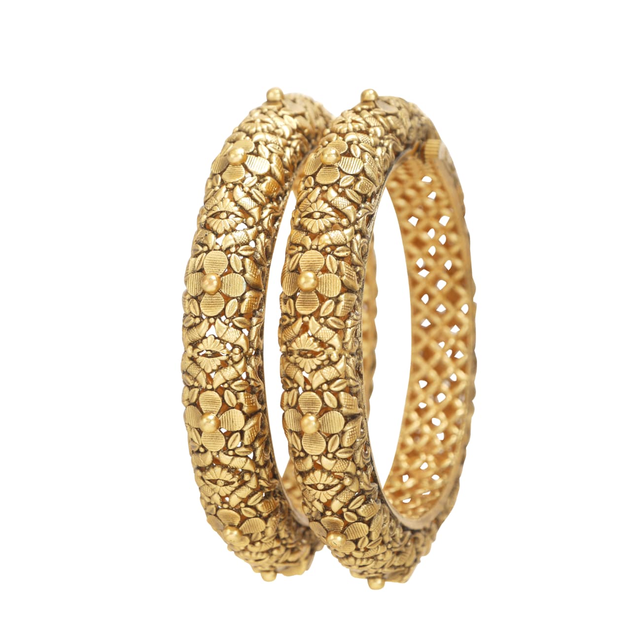 Orna Antique Rajwadi Gold Plated Brass Screw Lock Bangles