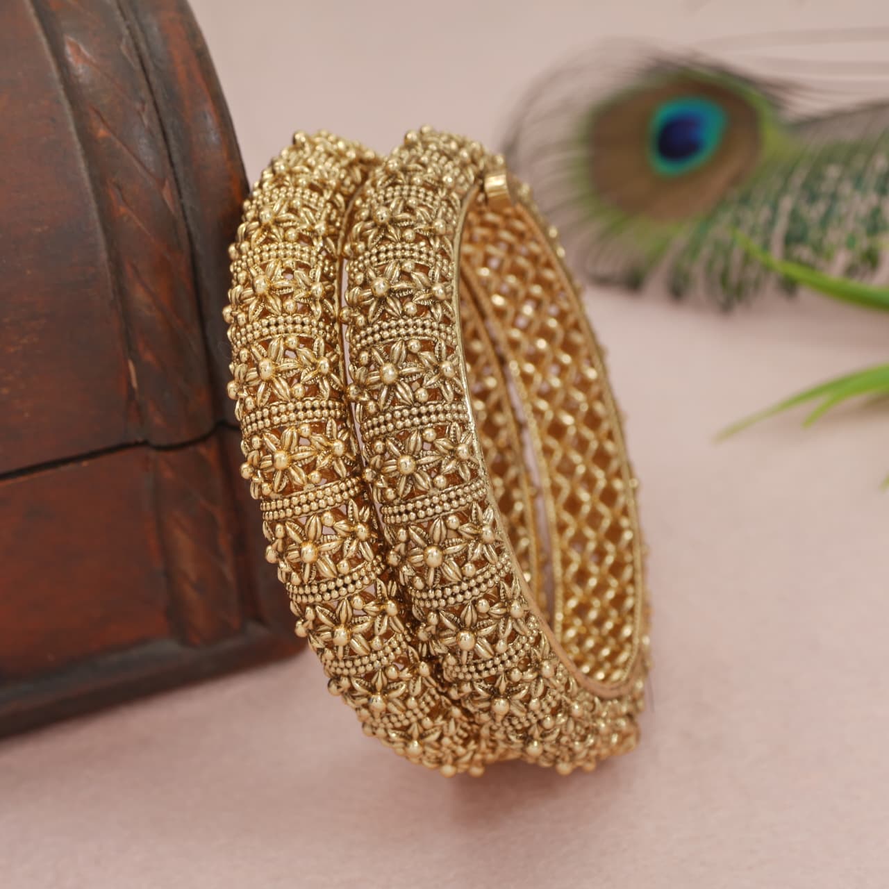 Rajwadi Gold-Plated Brass Bangles for Women – Festive & Wedding Wear