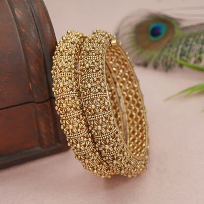Rajwadi Gold-Plated Brass Bangles for Women – Festive & Wedding Wear