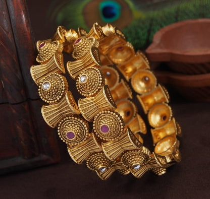 Amazing antique gold openable kada bangle Temple Jewellery