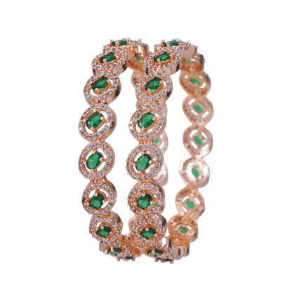 Orna American Diamond Rose Gold Bangle (Pack of 2)