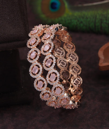 Orna American Diamond Rose Gold Bangle (Pack of 2)