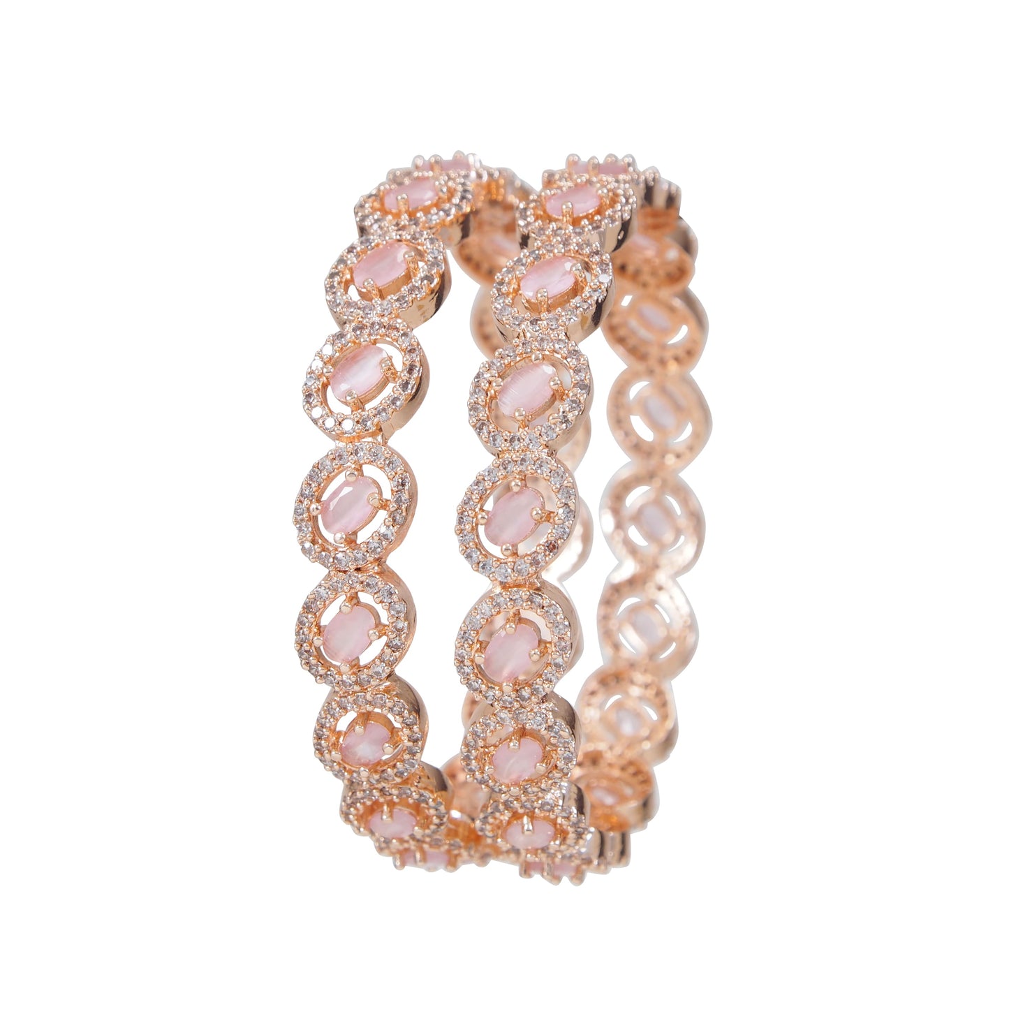 Orna American Diamond Rose Gold Bangle (Pack of 2)