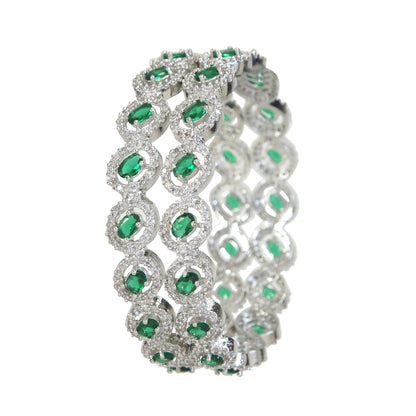Orna American Diamond Silver Bangle (Pack of 2)