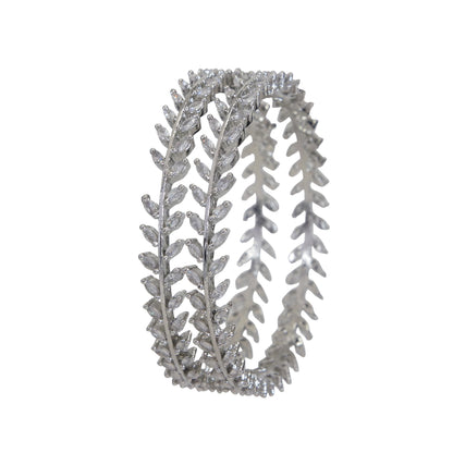 Orna American Diamond Silver Brass Bangle (Pack of 2)
