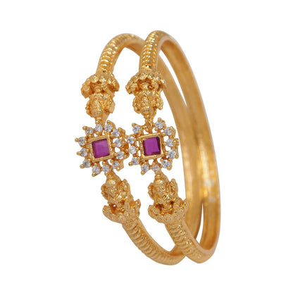 American Diamond Gold Temple Brass Bangle (Pack of 2)