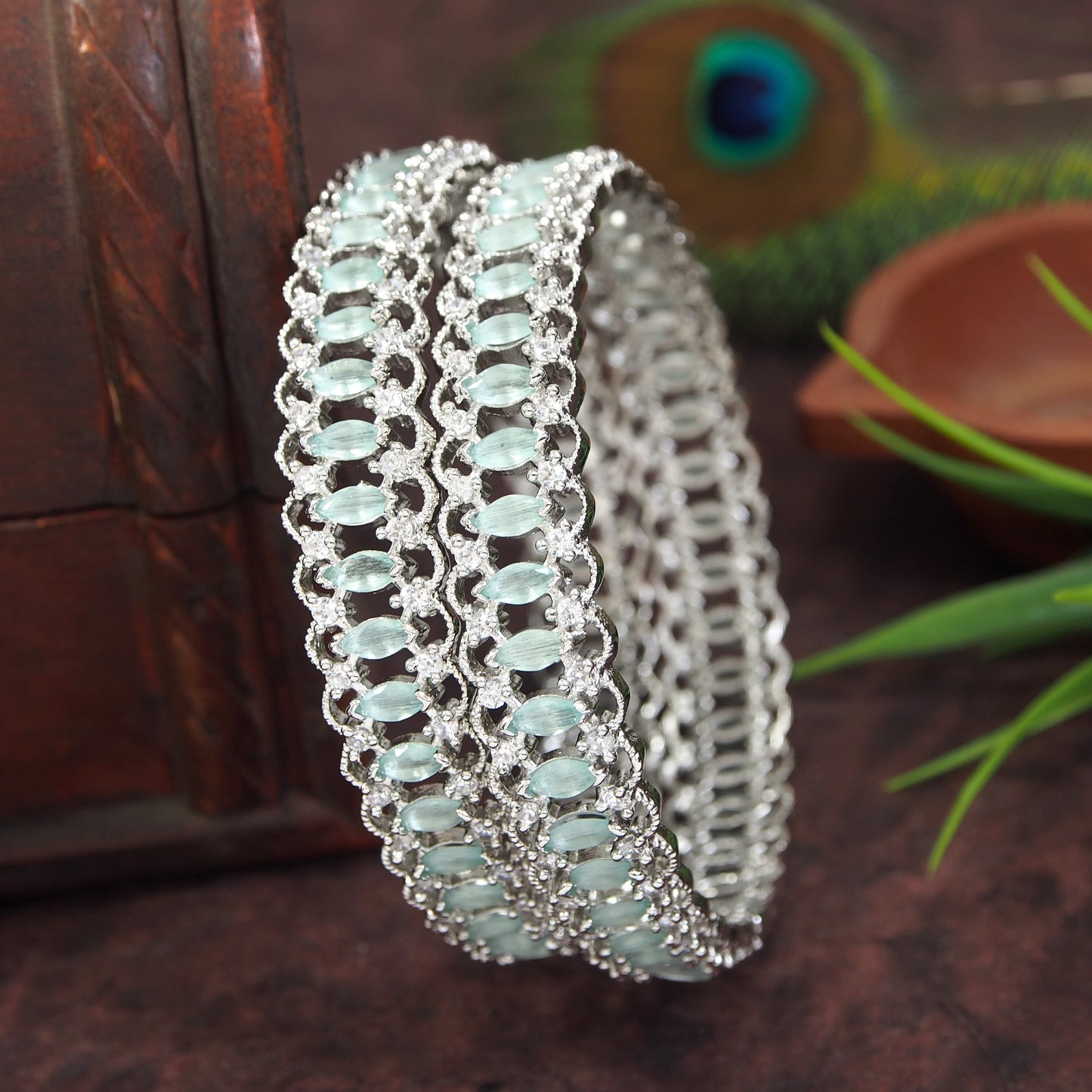 Silver Plated Zircon American Diamond Bangle