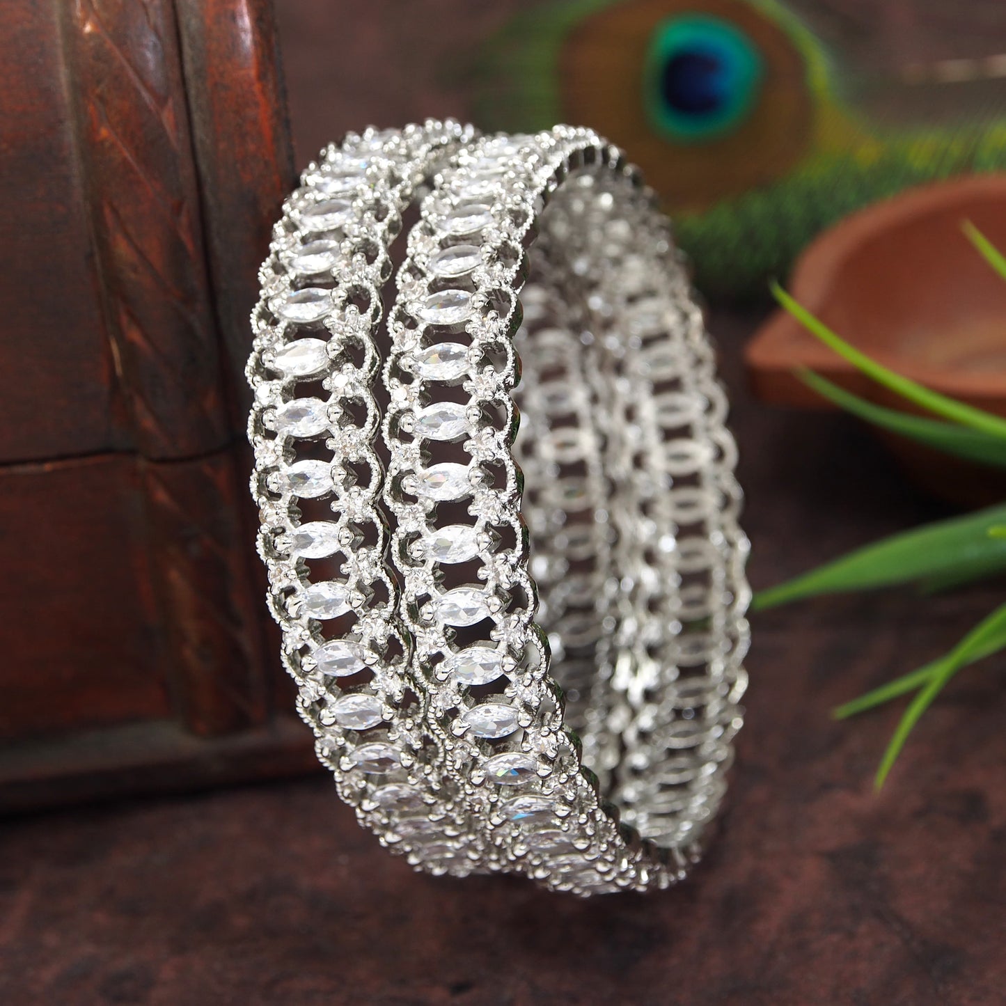 Silver Plated Zircon American Diamond Bangle