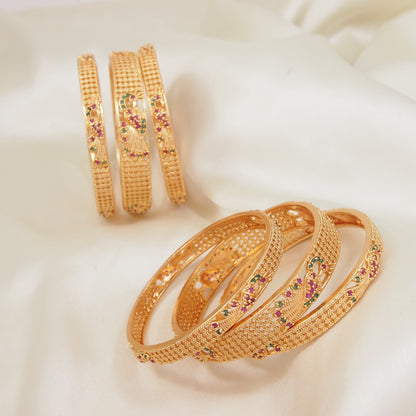 Antique Matte Gold Finish Bangle Set – Pack of 6