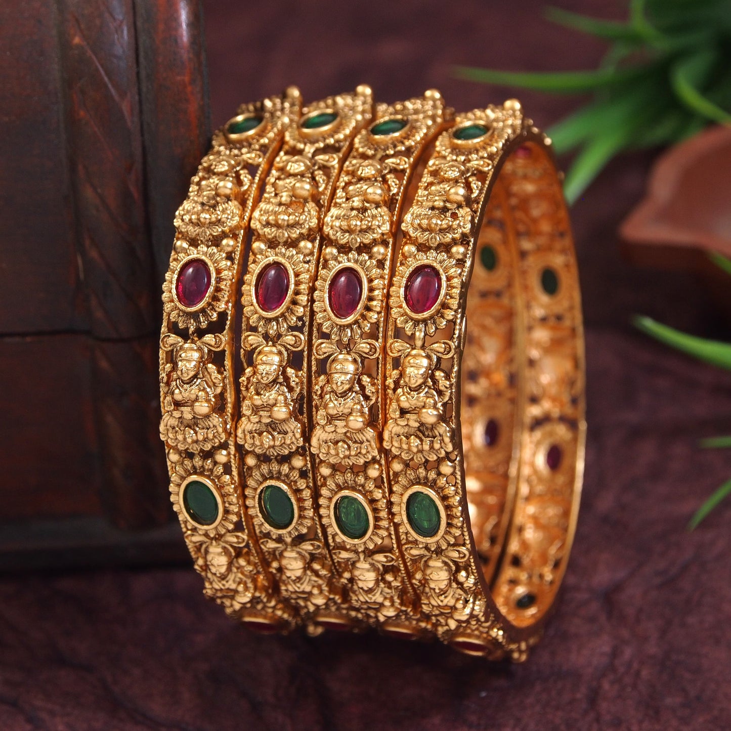 Laxmi Temple Matte Finish Bangle Set (Pack of 4) (Copy)