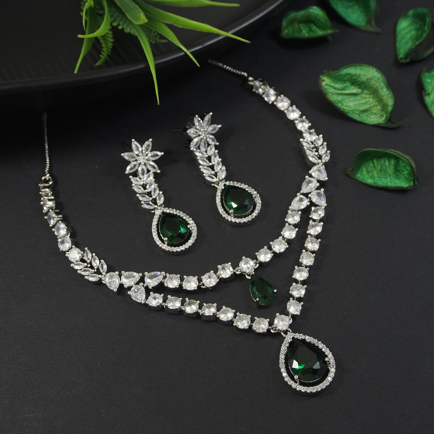 Orna Zircom American Diamond Necklace Set