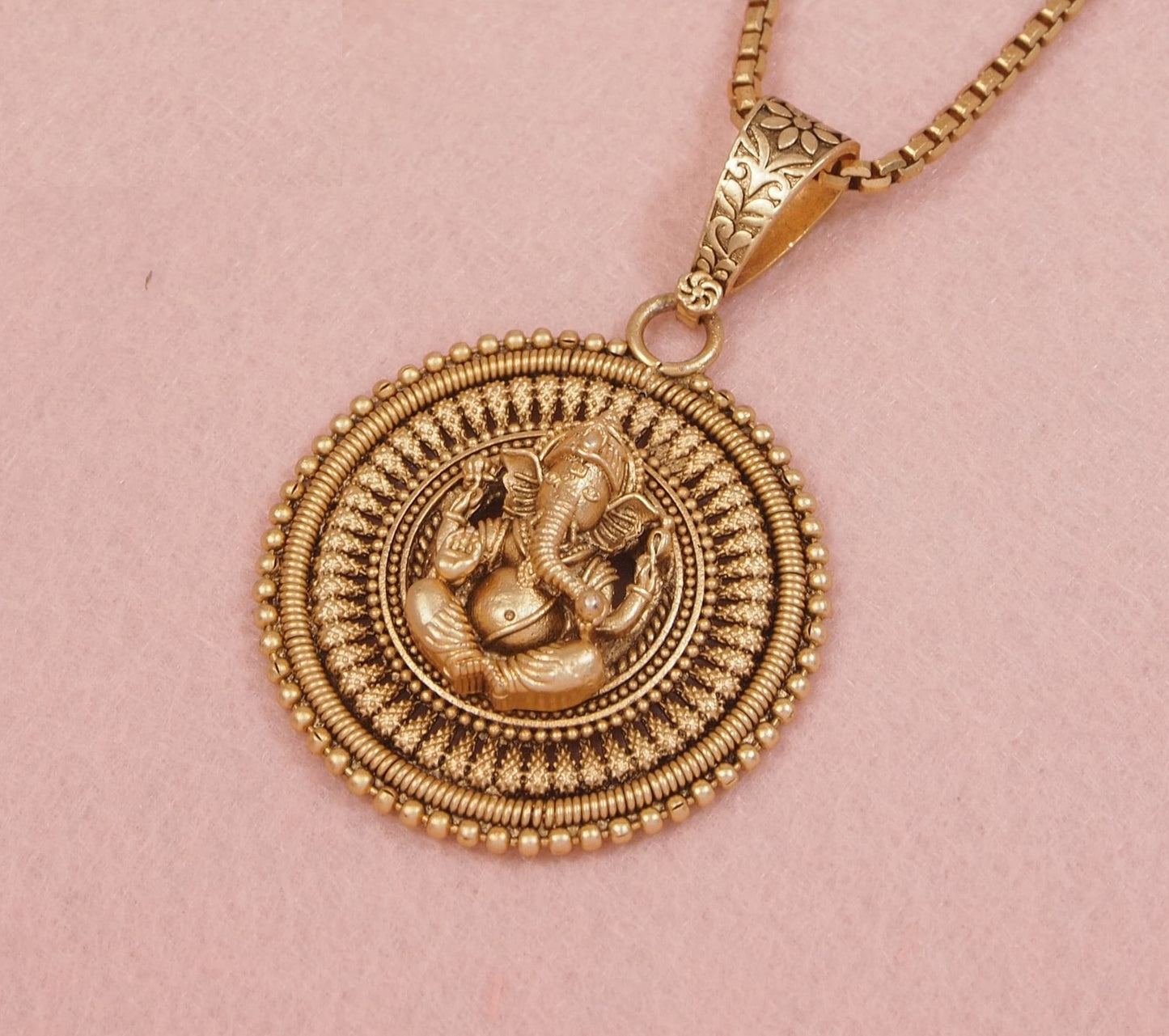 Antique Ganpati Pendant Necklace Chain