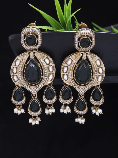 Traditional Chandbali Earrings with Pearl Drops