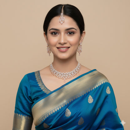 Zircon Rose Gold Brass Chokar Necklace