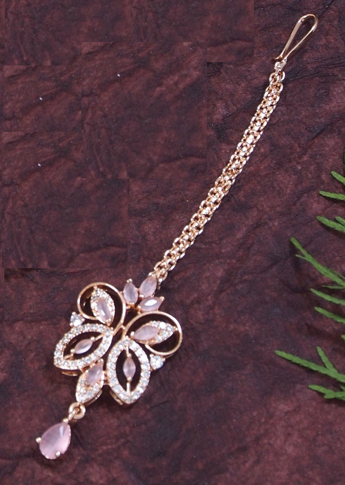 Zircon Rose Gold Brass Chokar Necklace