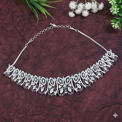Zircon Silver Brass Chokar Necklace