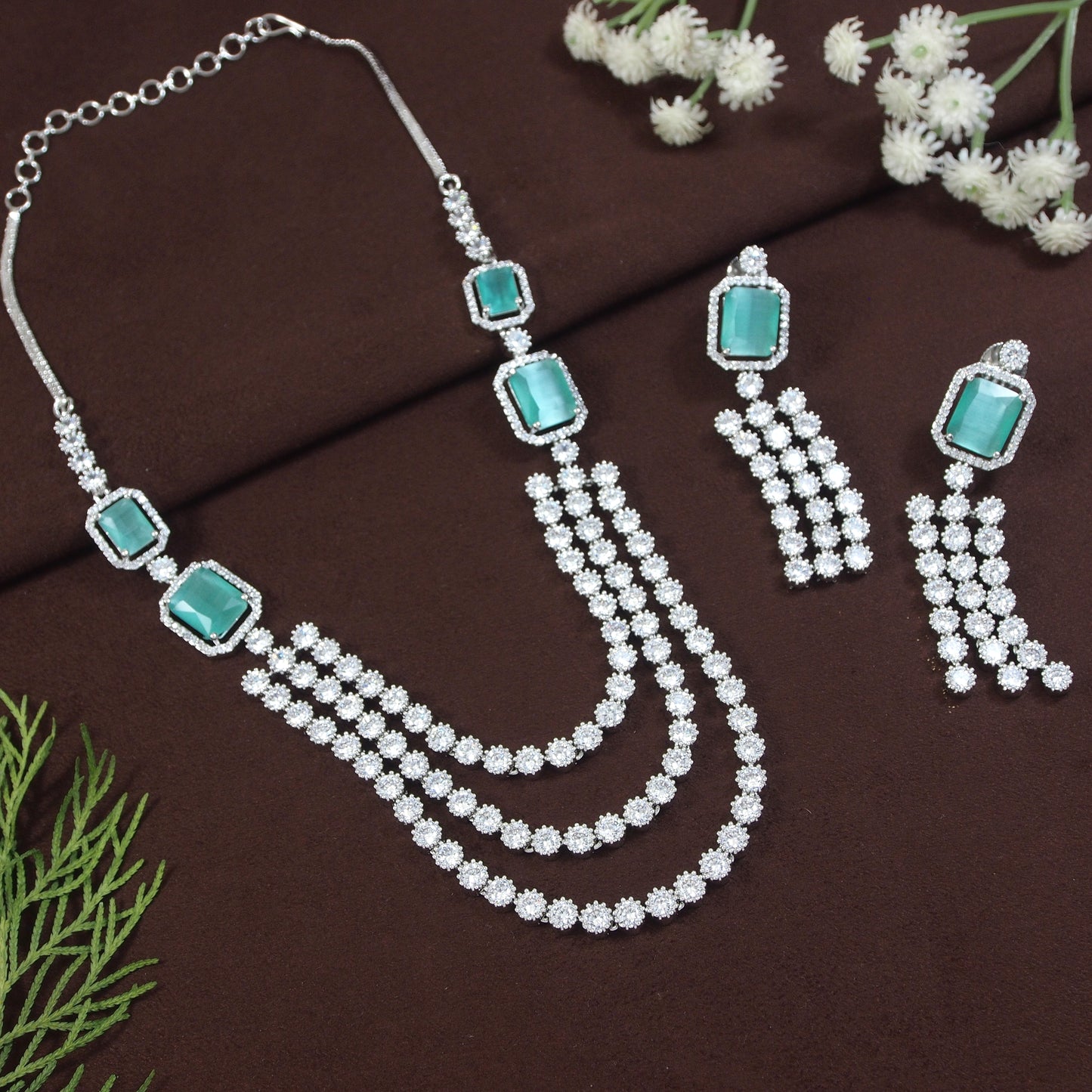 Three Layer Zircon Necklace Set