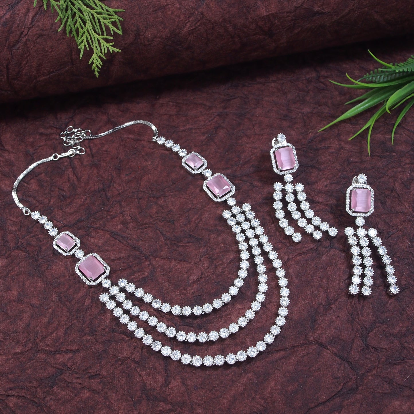 Three Layer Zircon Necklace Set