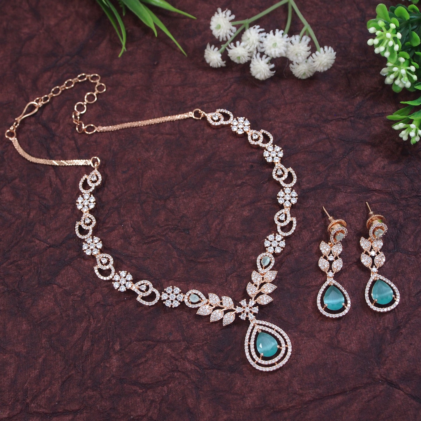 American Diamond Zircon Necklace Set