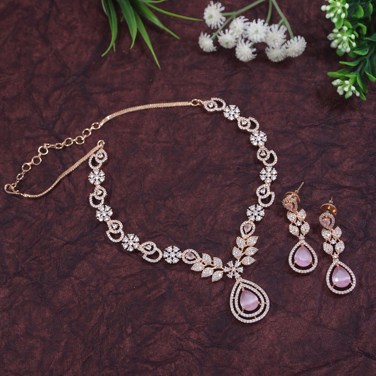 American Diamond Zircon Necklace Set