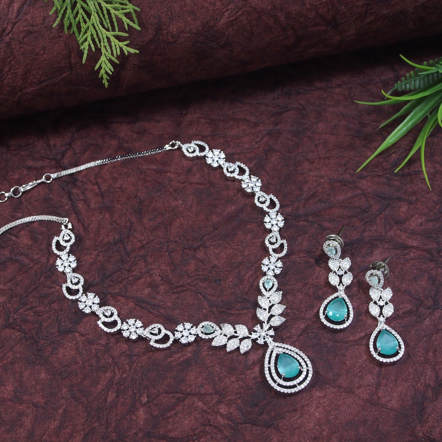 American Diamond Zircon Necklace Set