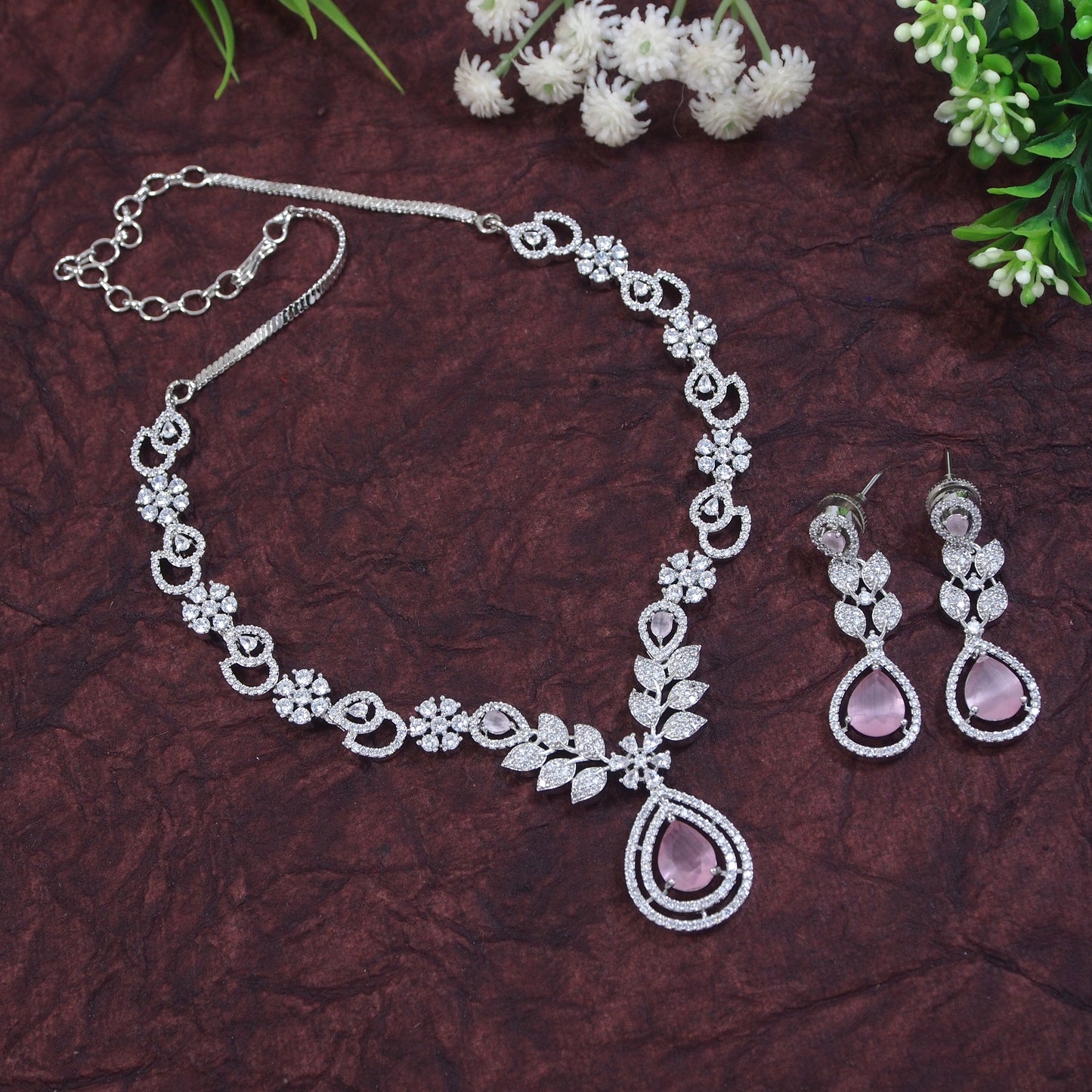 American Diamond Zircon Necklace Set