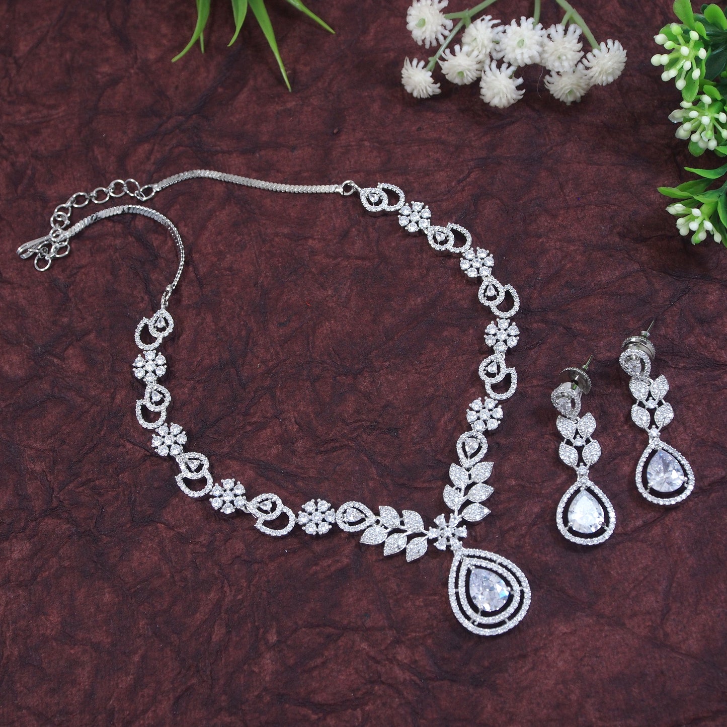 American Diamond Zircon Necklace Set