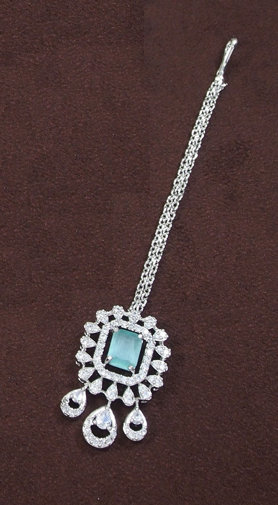 American Diamond Mint Zircon Silver Necklace Set