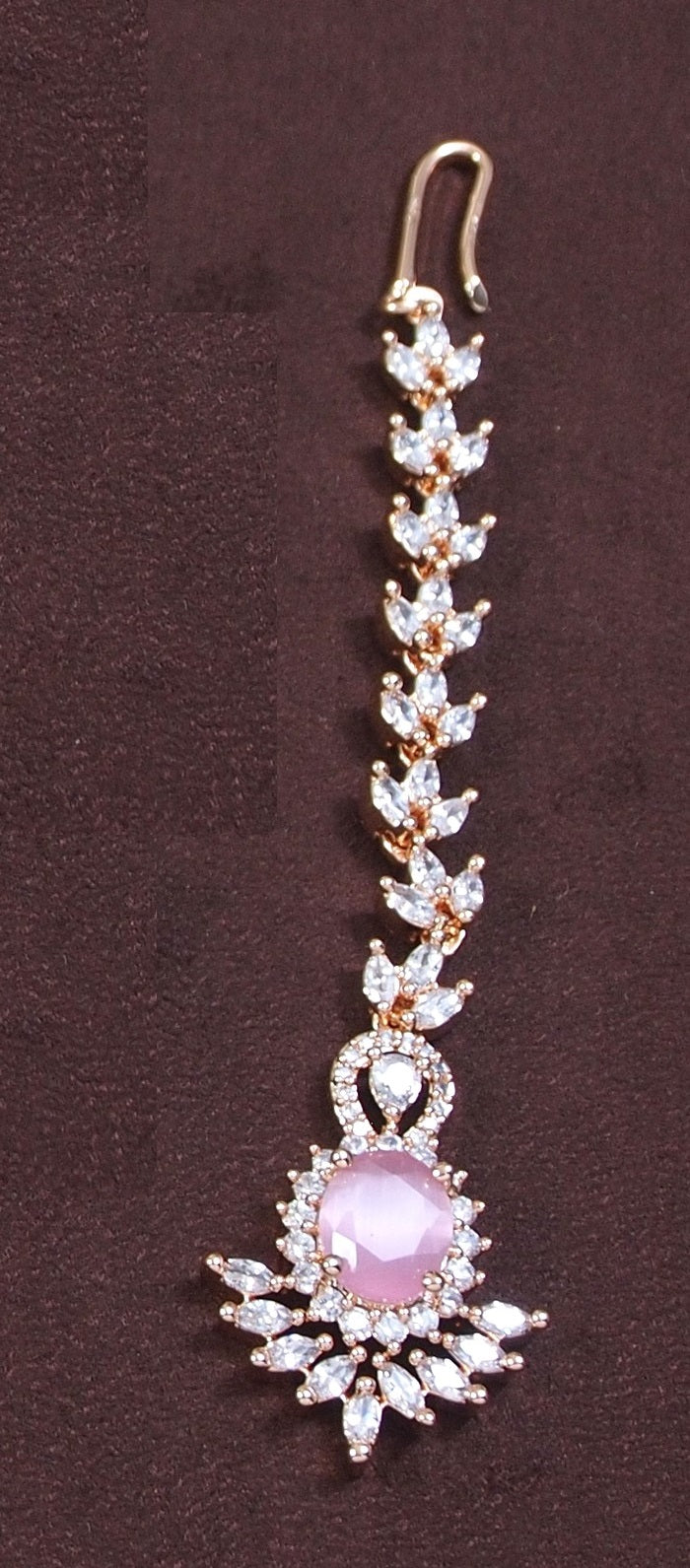 American Diamond Pink Zircon Rose Gold Necklace Set