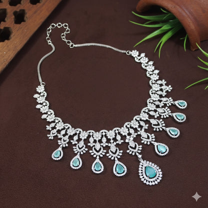 Zircon Mint Silver Necklace Set