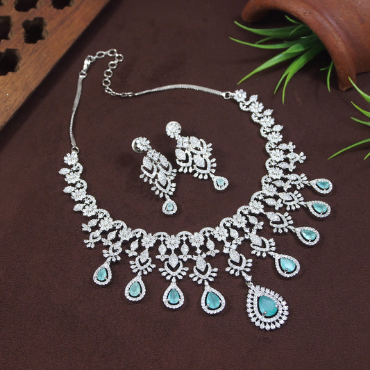 Zircon Mint Silver Necklace Set