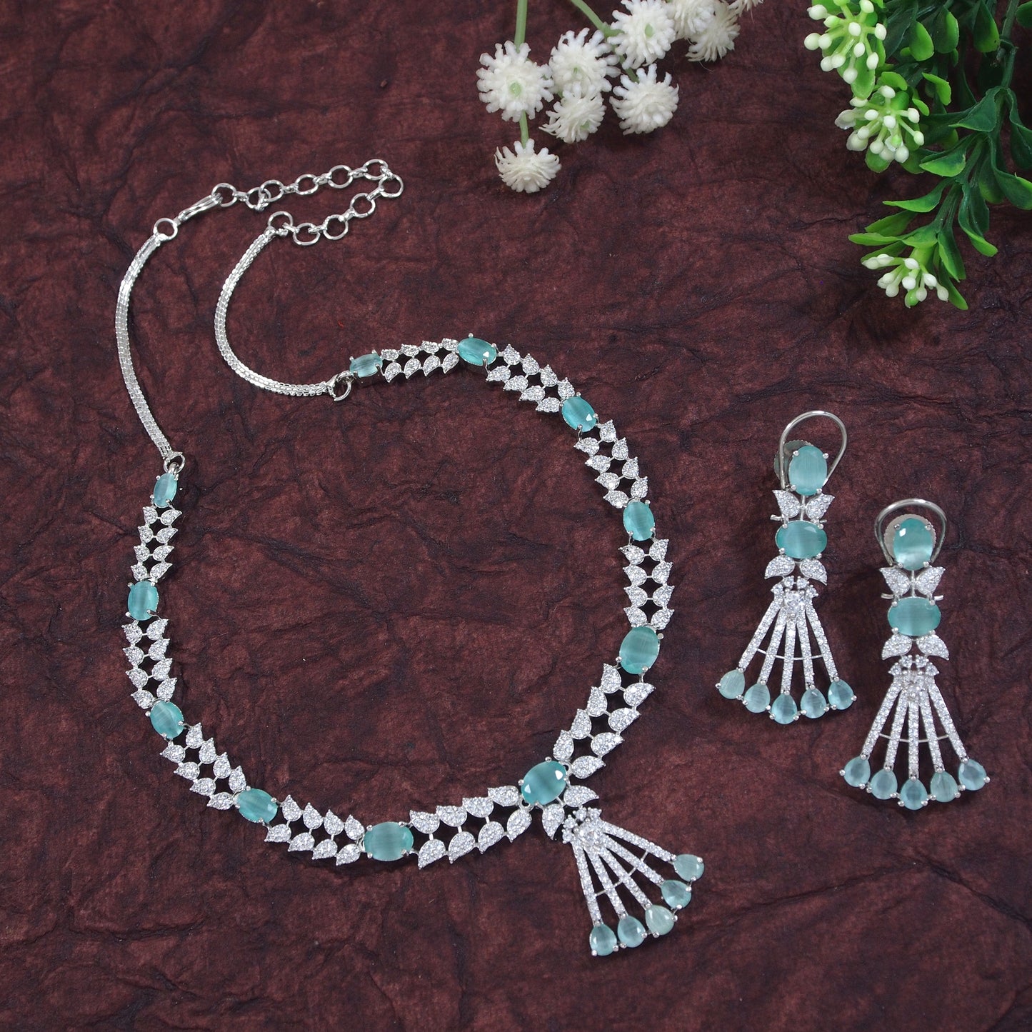 Zircon Silver Necklace Set