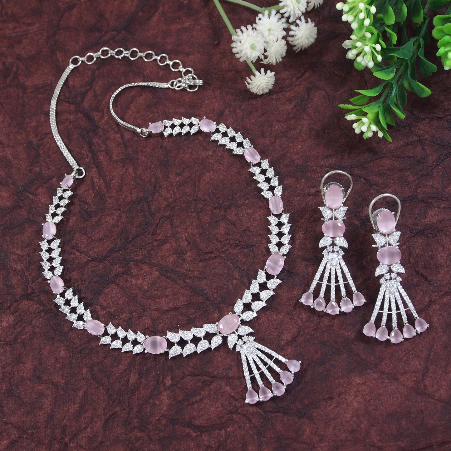 Zircon Silver Necklace Set