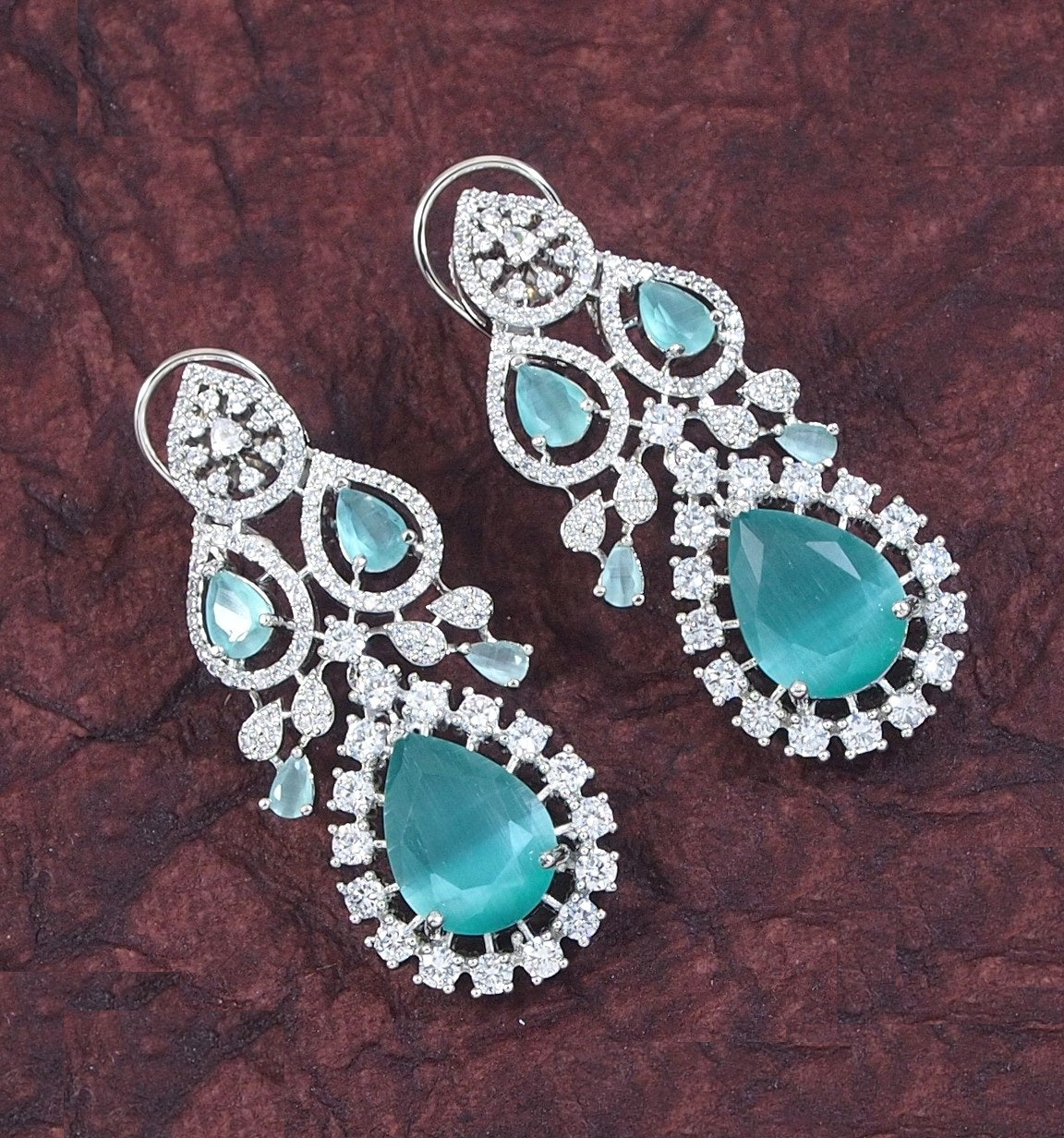 Zircon Mint Silver Necklace Set