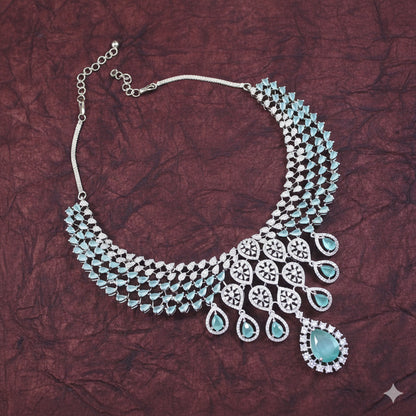 Zircon Mint Silver Necklace Set