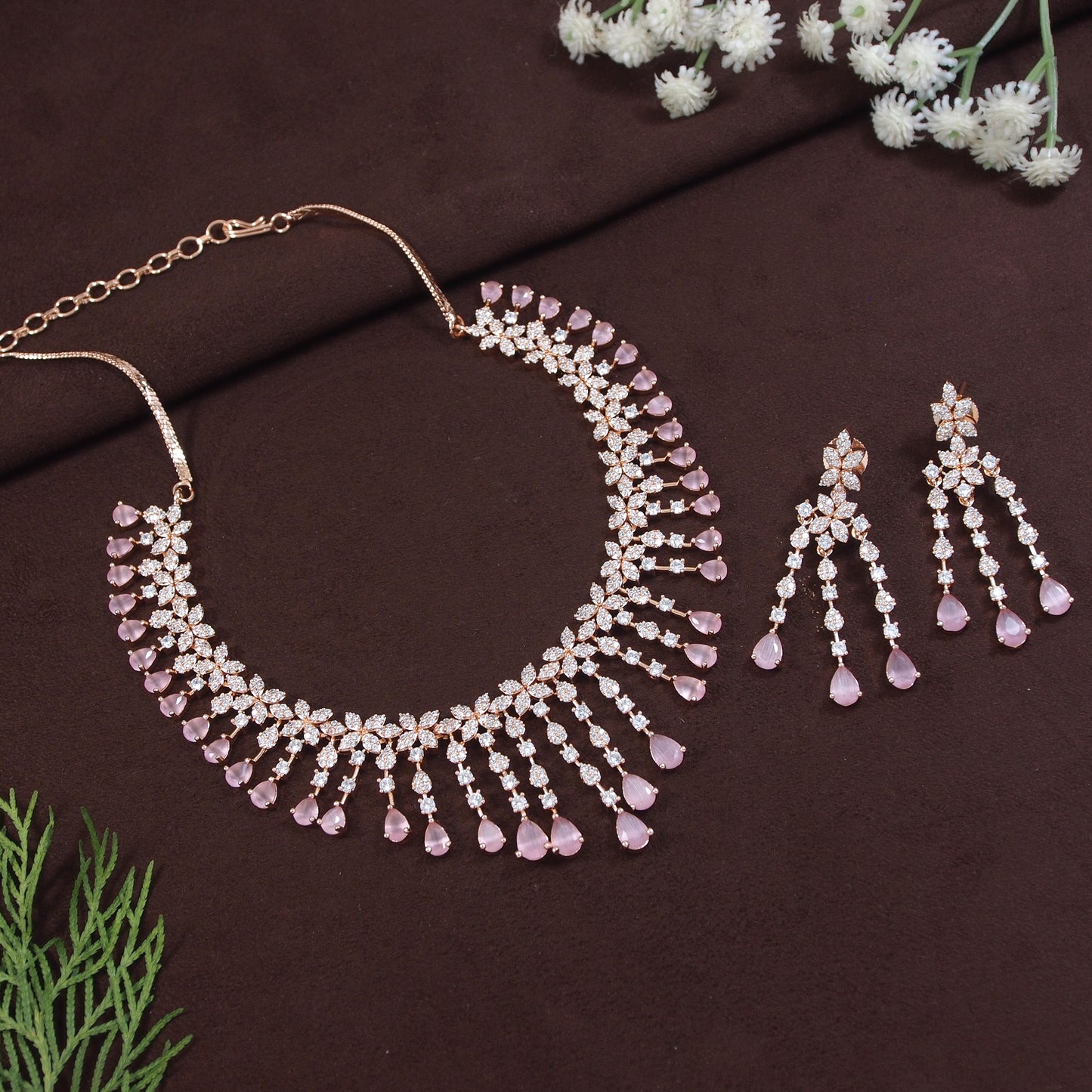 American Diamond Zircon Necklace Set