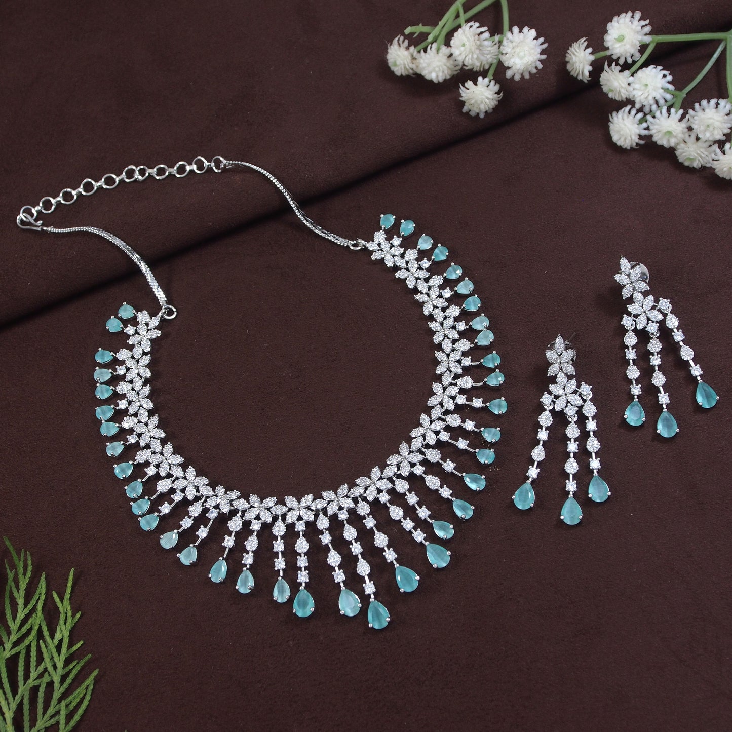 American Diamond Zircon Necklace Set