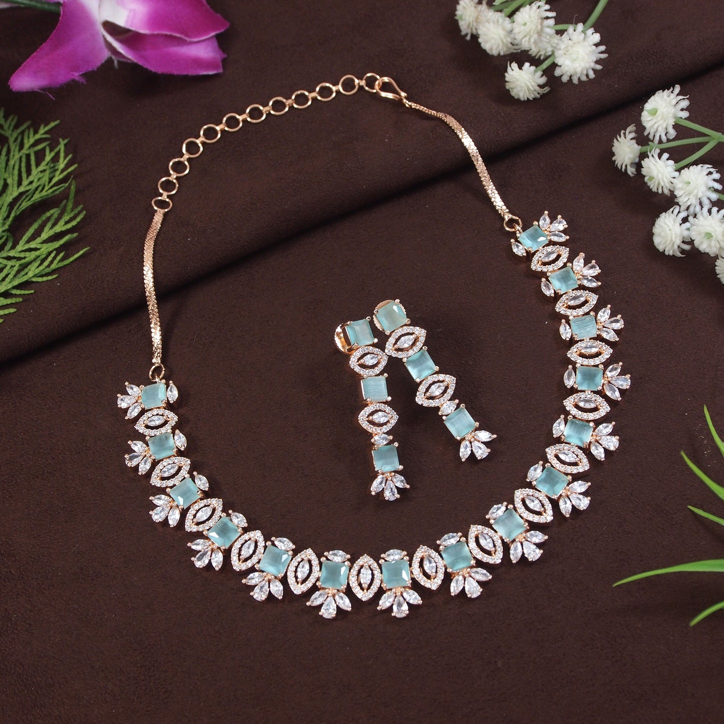 American Diamond Zircon Necklace Set