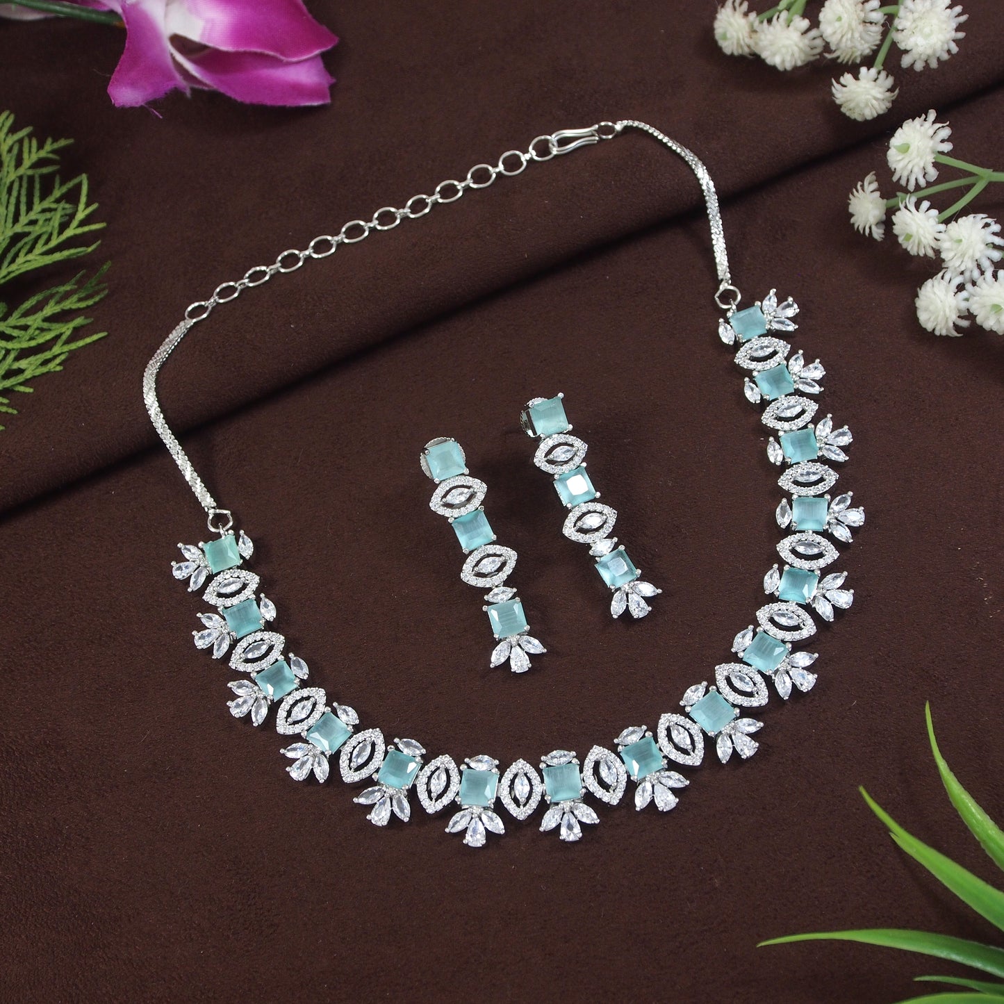 American Diamond Zircon Necklace Set