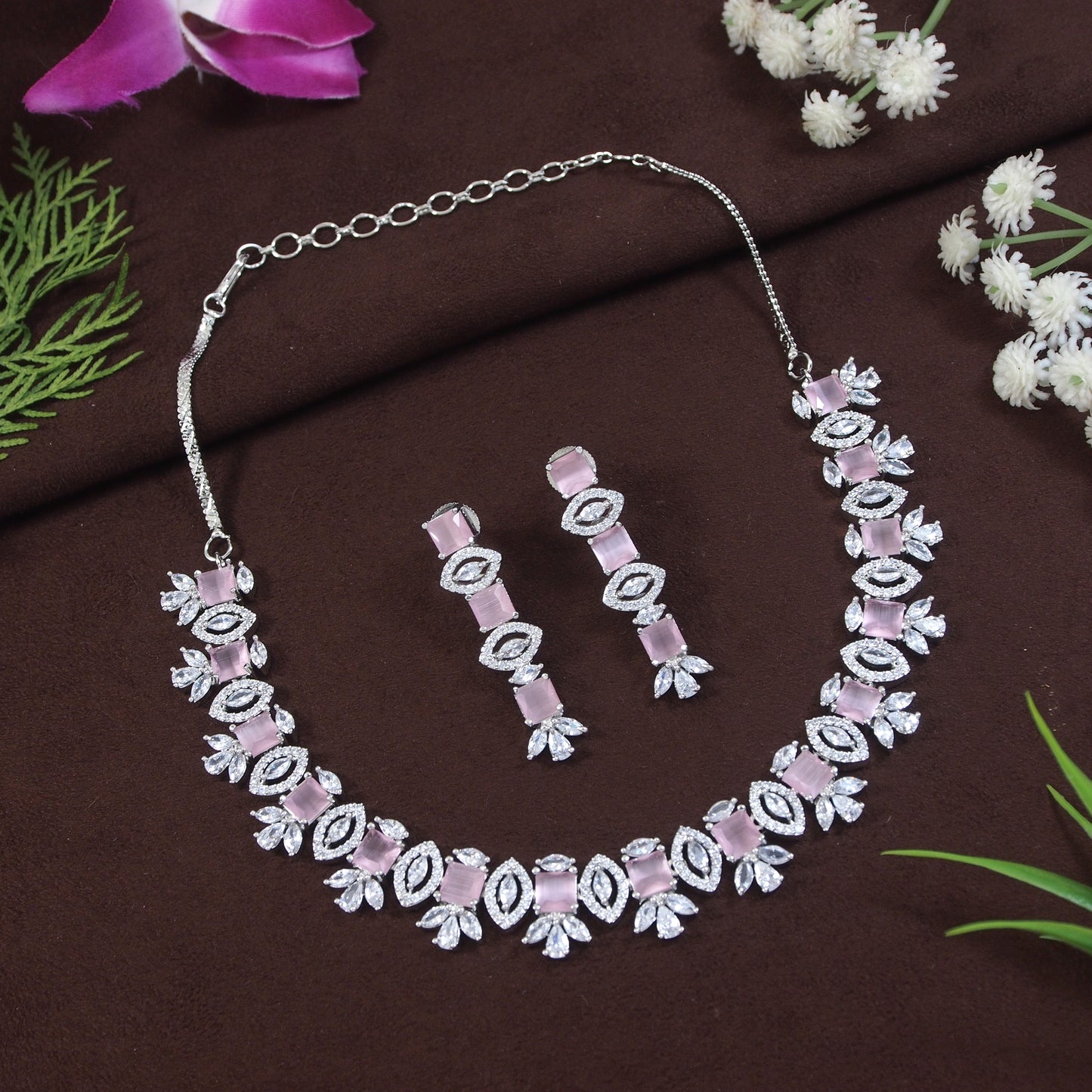 American Diamond Zircon Necklace Set