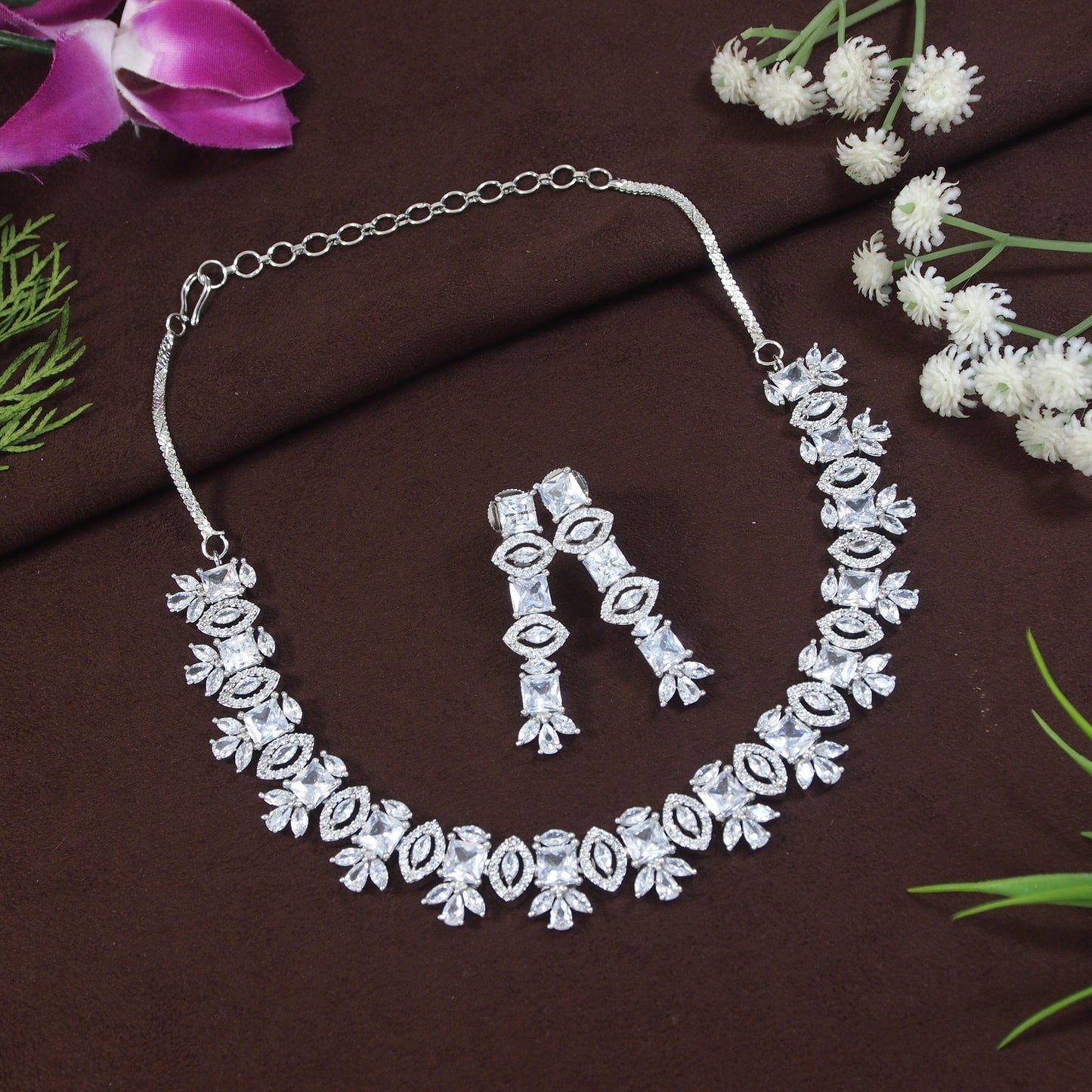 American Diamond Zircon Necklace Set